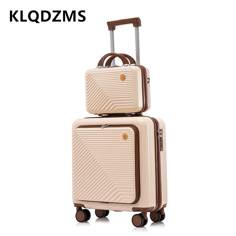 KLQDZMS 16 Inch Men's Suitcase Set Business Trolley Case PU