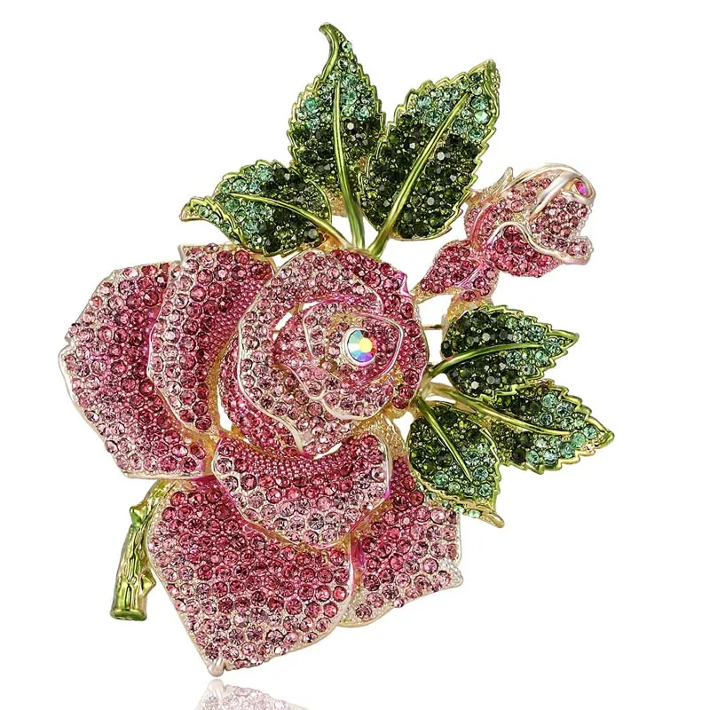 

Donia Jewelry Europe and the United States Large-Size Rose Alloy Micro-Inlaid Color Rhinestone Brooch Luxury Retro Pin.