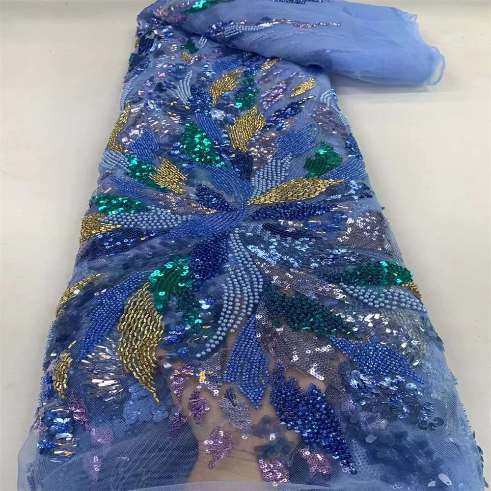 

Африканская кружевная ткань с вышивкой и блестками, нигерийские кружевные ткани 2024, Высококачественная французская Тюль с бисером, кружевная ткань для платья zx