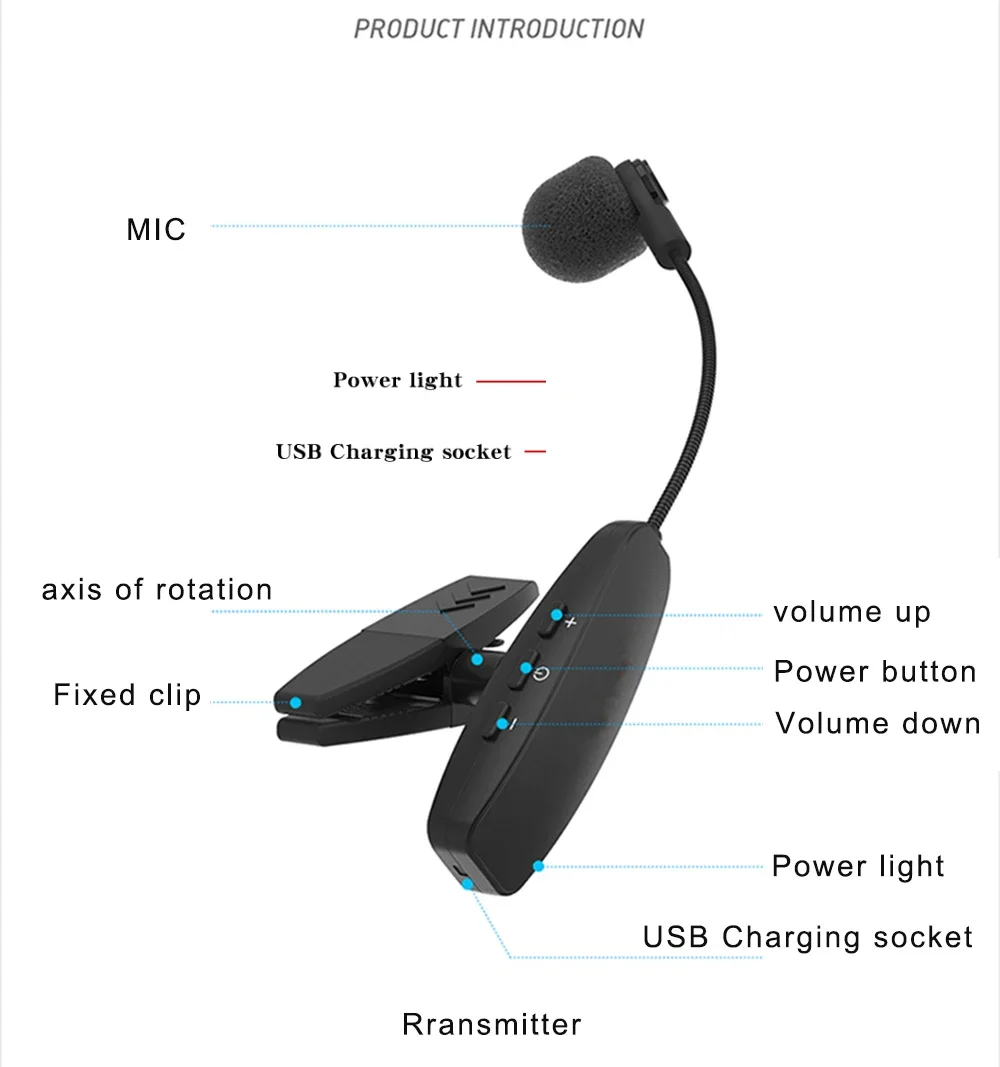 Microphone Sans Fil UHF à Col De Cygne Pour Saxophone Enregistrement Vocal~p133333017
