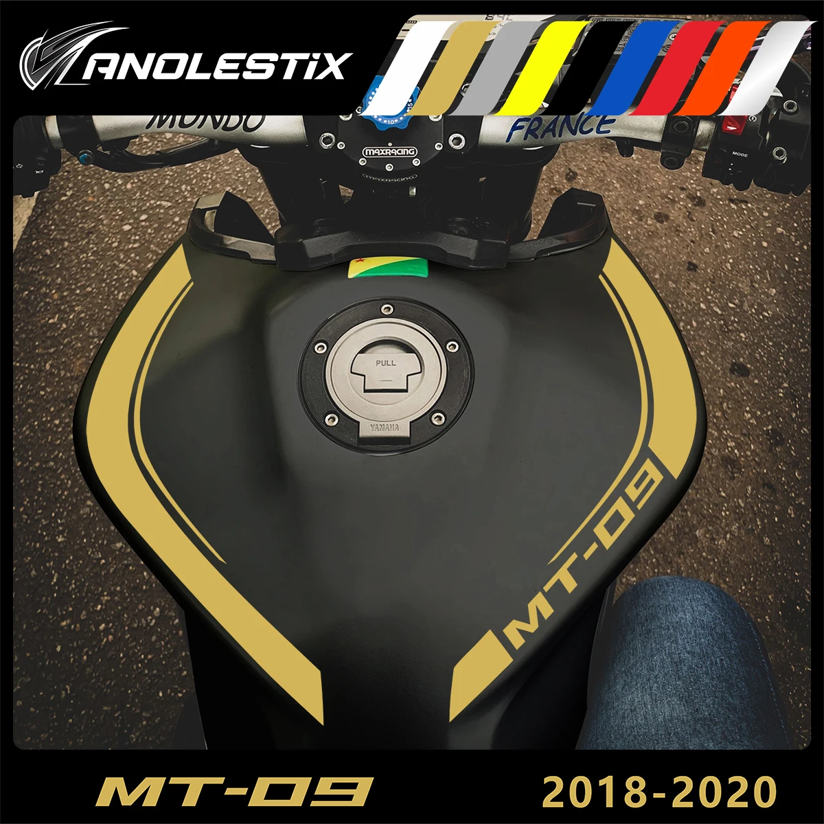 AnoleStix Reflective Vinyl Motorcycle Stickers New Tank Curve Decals Logo For Yamaha MT09 MT-09 FZ09 FZ-09 2018 2019 2020