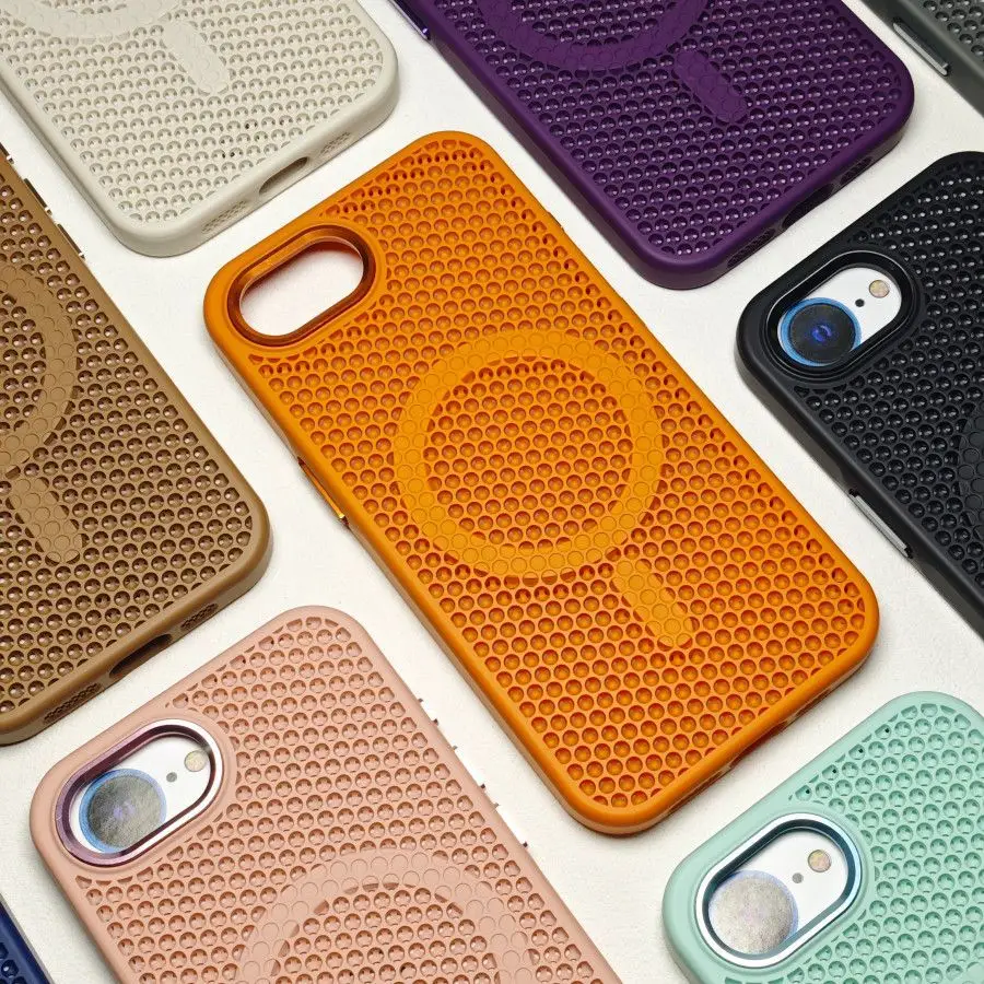 New Heat Dissipation Honeycomb Hollow Breathable PC Phone Case with Wireless Charging Compatibility