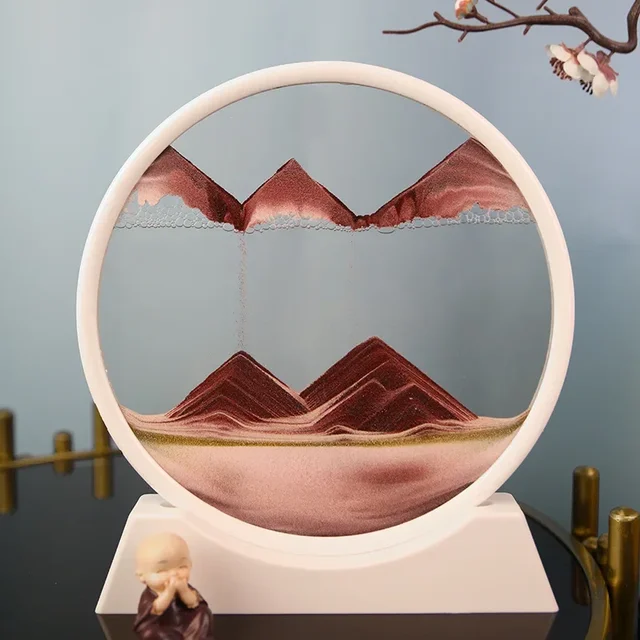 3D Round Glass Deep Sea Sandscape Moving Sand Art Picture Hourglass Quicksand Craft Flowing Sand Painting Office Home Decor Gift 6
