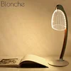 3D Effect Stereo Vision LED Desk Lamp Wood Support Acrylic Lampshade LED Light Living Room Bedroom Reading Lamp with USB Plug 4