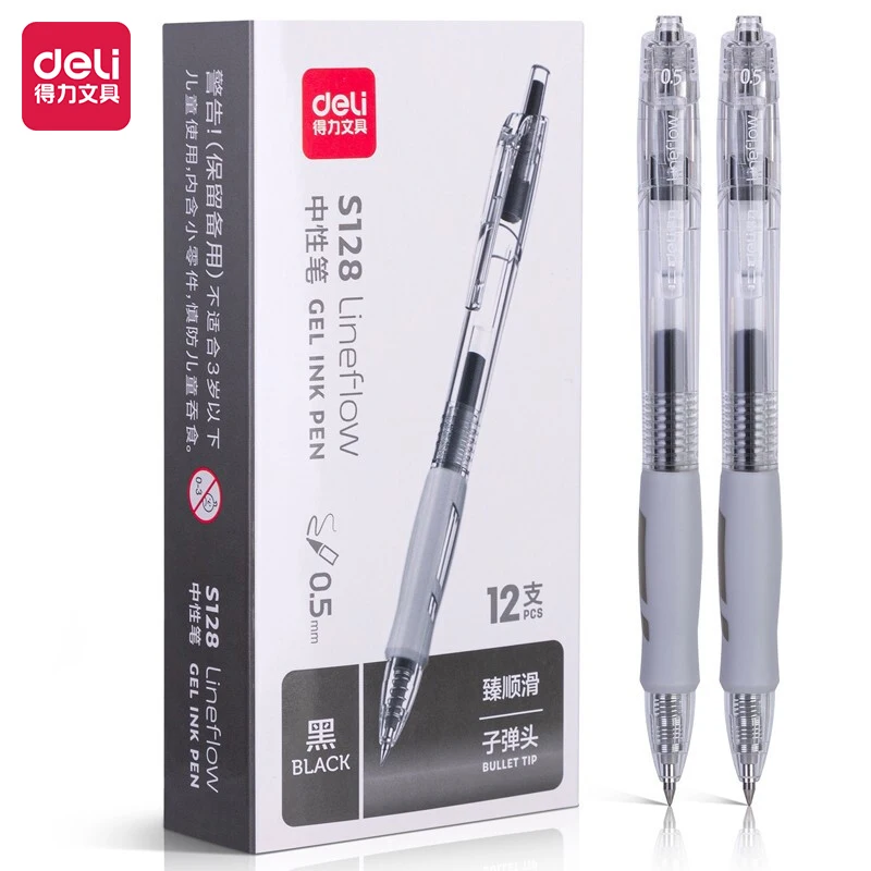 Deli 4pcs 0.5mm Black Ink Gel Pen Office Supplies  Signature Pen High-quality Pen School Student Supplies Stationery For Writing