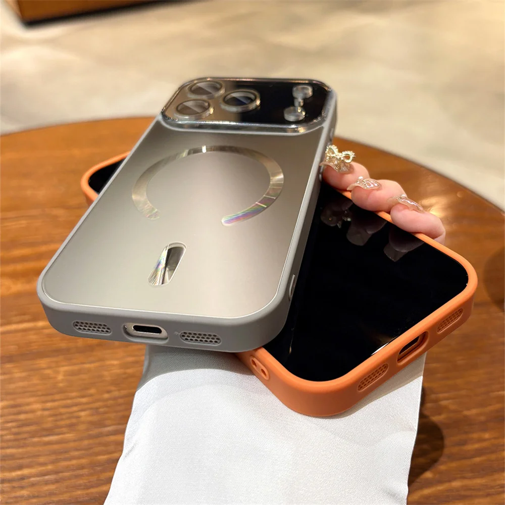 Luxury Aurora Frosted Phone Case with Tempered Glass Lens Cover