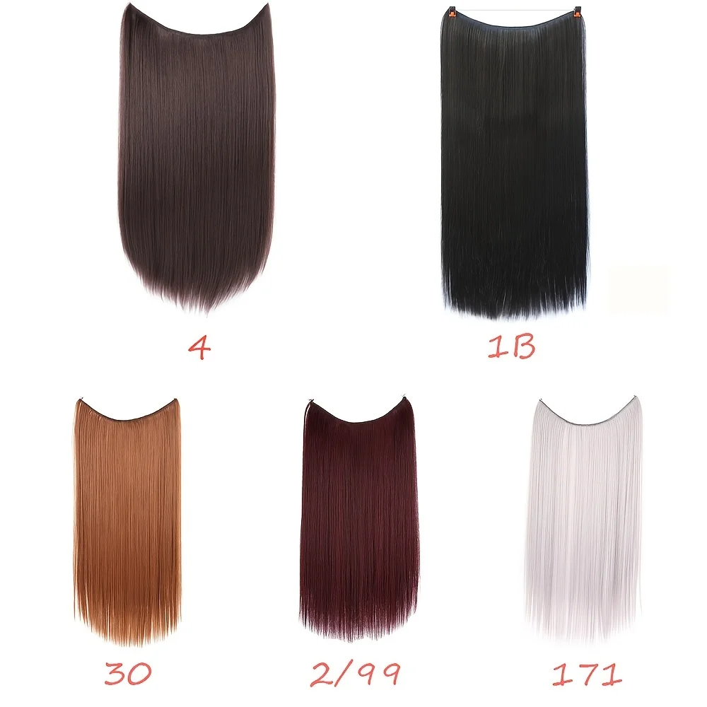 Synthetic Of The Line Type Hair Extensions Straight Hair Wig Piece One Piece With Invisible Fish Line Transparent Wire