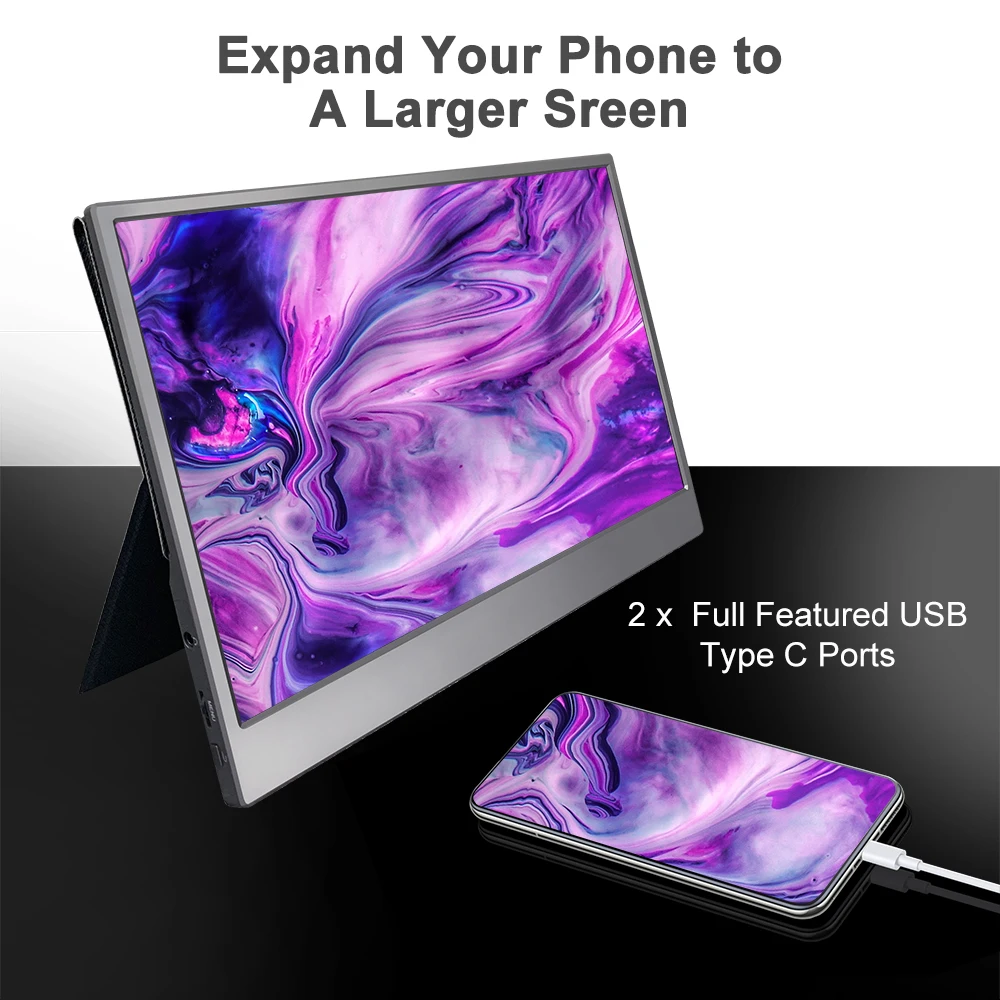 LESOWN Ʈ  13.3 ġ ޴ , IPS Full HD 1080P  ɾ USB C , PC S  ̴ HDMI USB  C 