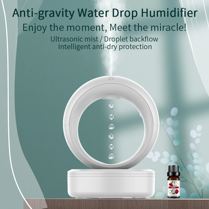 

2023 new product 680ml Anti Gravity Water Drop Humidifier Diffuser Droplet Backflow Usb Small steam AntiGravity Air Humidifier