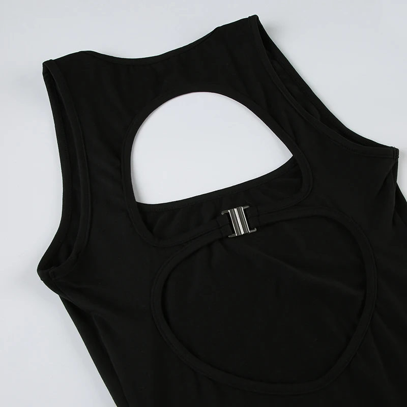 Backless Skinny Sexy Black Jumpsuits For Women Sleeveless Square Collar Rompers Rave Summer Vacation Baddie Outfits