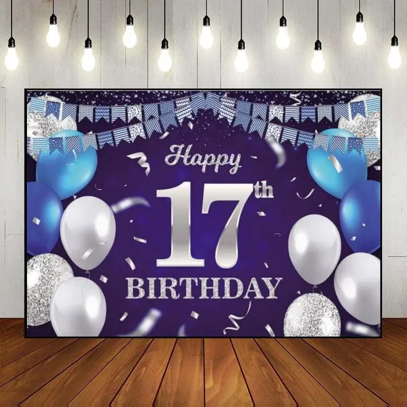Happy 17Th Birthday Boy O Girl Background Red Baby Room Decoration Balloon Custom Background Princess Game Machine Comunione