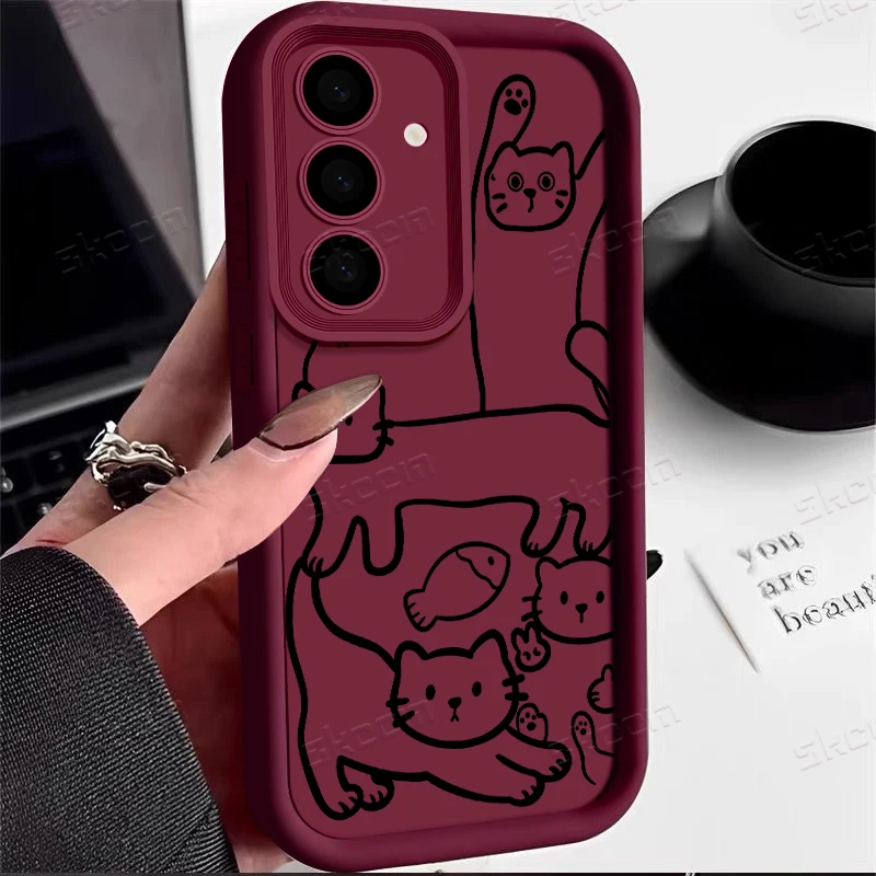 Whimsical Feline Silicone Phone Case - Soft Protective Cover