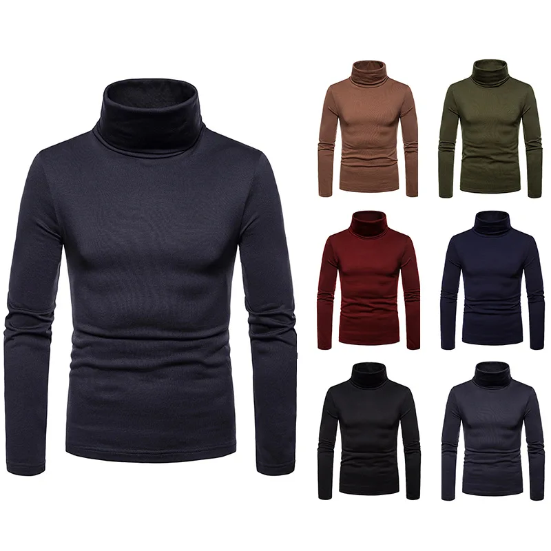 

2023 Winter Fleece-lined Thermal Turtleneck Long Sleeve Solid Color T-shirt Bottoming Shirt