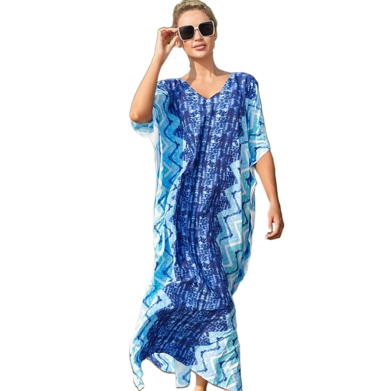 

Women Sexy V-Neck Swimsuit Cover Up Batwing Sleeve Suit Coverup Beach Maxi Dress Y1QD