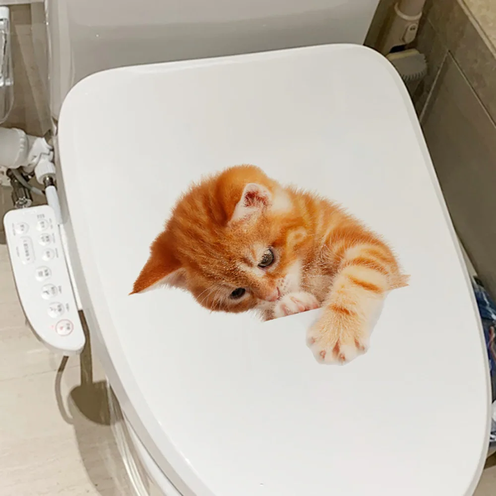 M525 Cute Pet Cat Toilet Sticker Bagno Toilet Cover Sticker Adesivi Murali Animal Wc Divertimento Per La Decorazione Del Bagno Di Casa