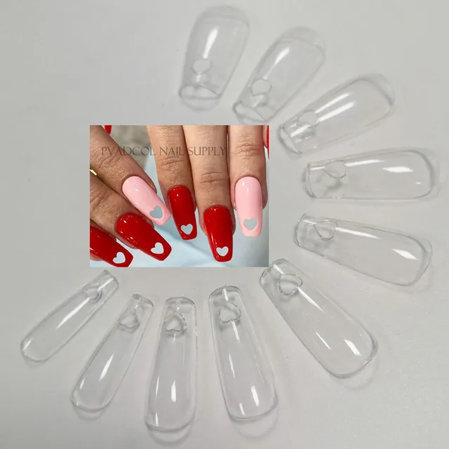 240pcs Gelly Tips Soft Gel Nail Extension Tips Full Cover Pre-shaped Sculpted Long Coffin Stiletto False Tip Quick Building Mold Love Tips