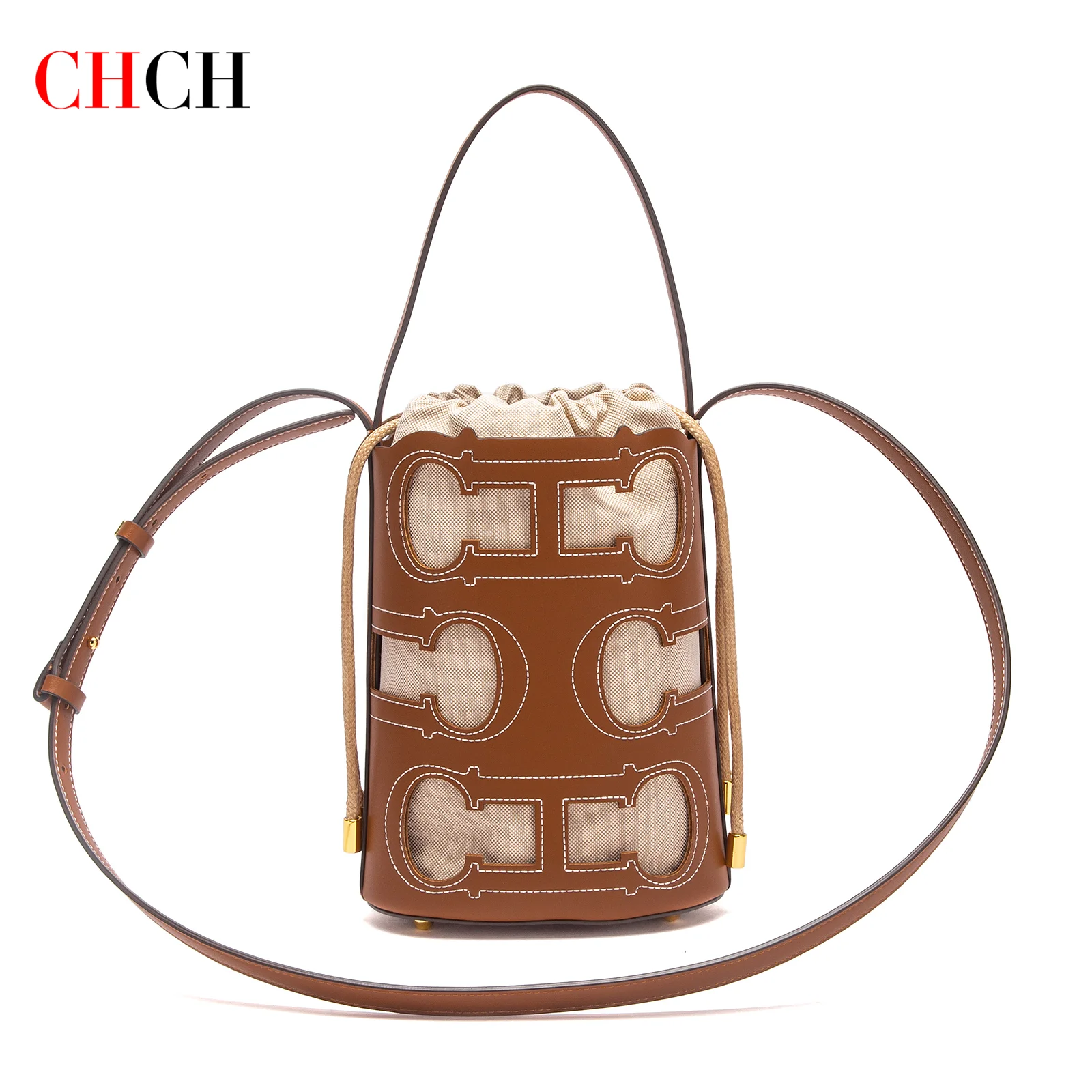 Bolso de Hombro CHCH para Mujer, Diseño Hueco Primavera 2026, Bolso de Mano de Alta Calidad con Correa de Hombro Desmontable, 16.5*10*22.5cm