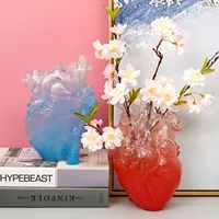 Transparent Heart Vase Creative Nordic Clear Resin Home Room Decor Unique Simulation Anatomical Flower Vases 1