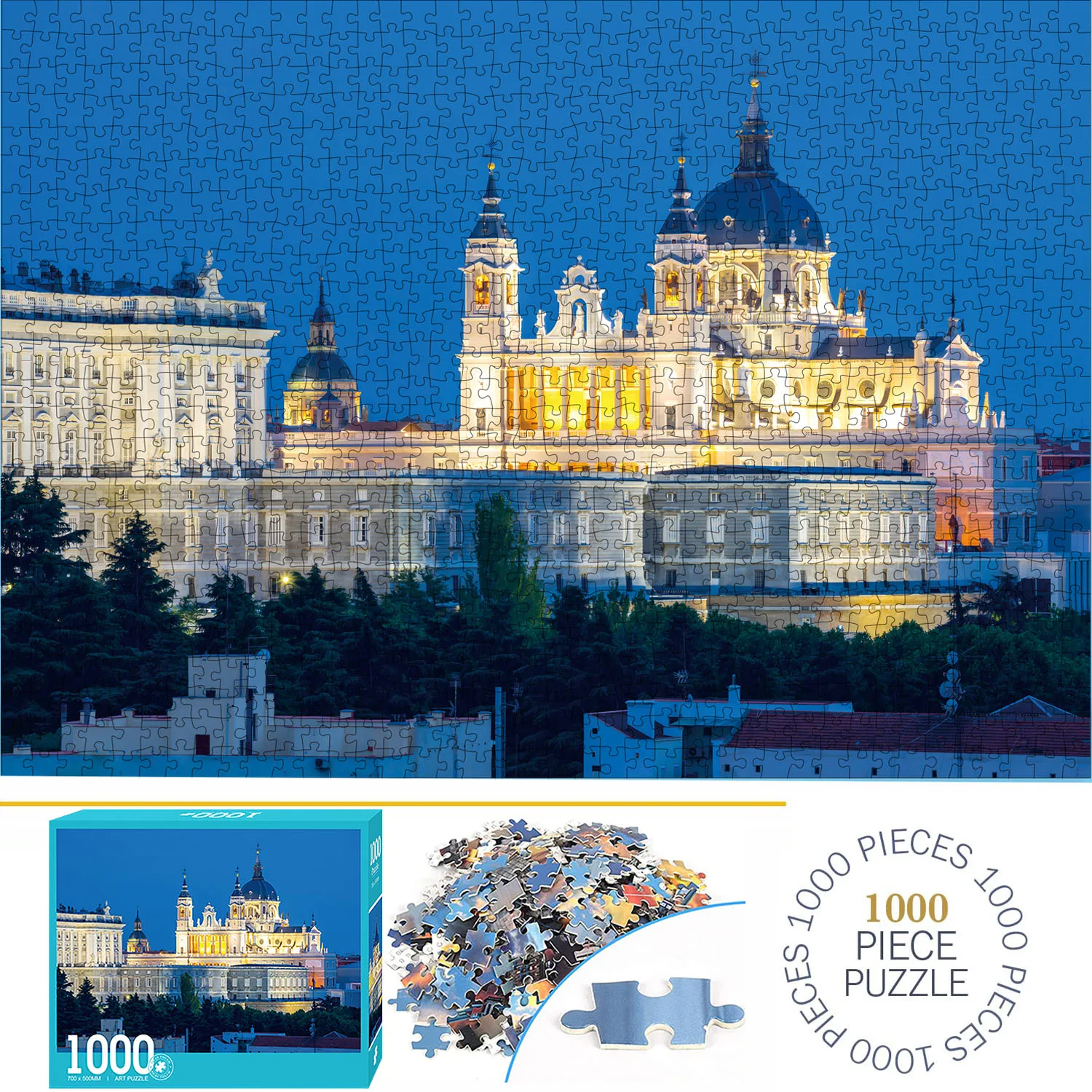Almudena Cathedral Jigsaw Puzzles 1000 Pieces for Adults Home Decor Games Family Fun Floor Puzzles Educational Toys for Kids