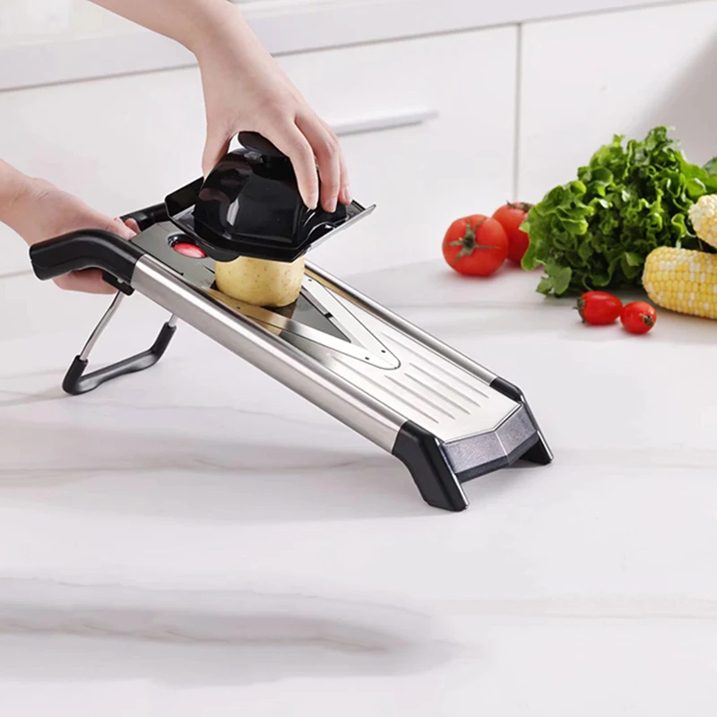 Multifunctional V Shape Slicer Stainless Steel Slice Chopper Fruit & Vegetable Cutter with 5 Blades kitchen Tool