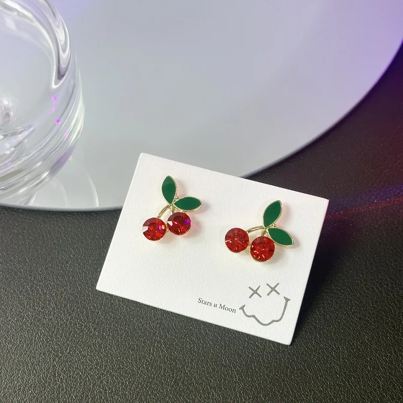 Orecchini a forma di ciliegia da donna, orecchini pendenti a