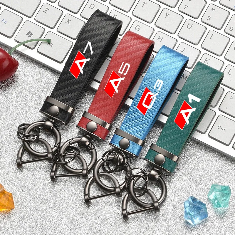 

Leather Carbon Fiber Car Keychain Zinc Alloy Key Ring for A1 A3 A4 A5 A6 A7 A8 Q3 Q5 Q7 Q8 Auto Accessories