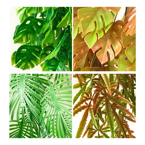 

80cm Artificial Green Plant Turtle Leaves Wall Hanging Rattan Palm Leaf Flower Maple Leaf Wedding Garden Balcony Home Decoration