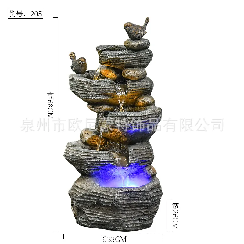 Resin Tabletop Water Fountain with LED Lights for Home Office Decor