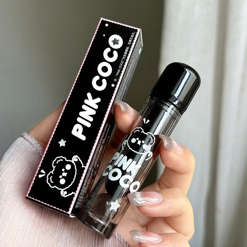 PINKCOCO Bear Doodle Mirror Lip Glaze — Long-Lasting Shiny Lip Gloss, Student-Friendly, Skin-Brightening Nude Lipstick 6