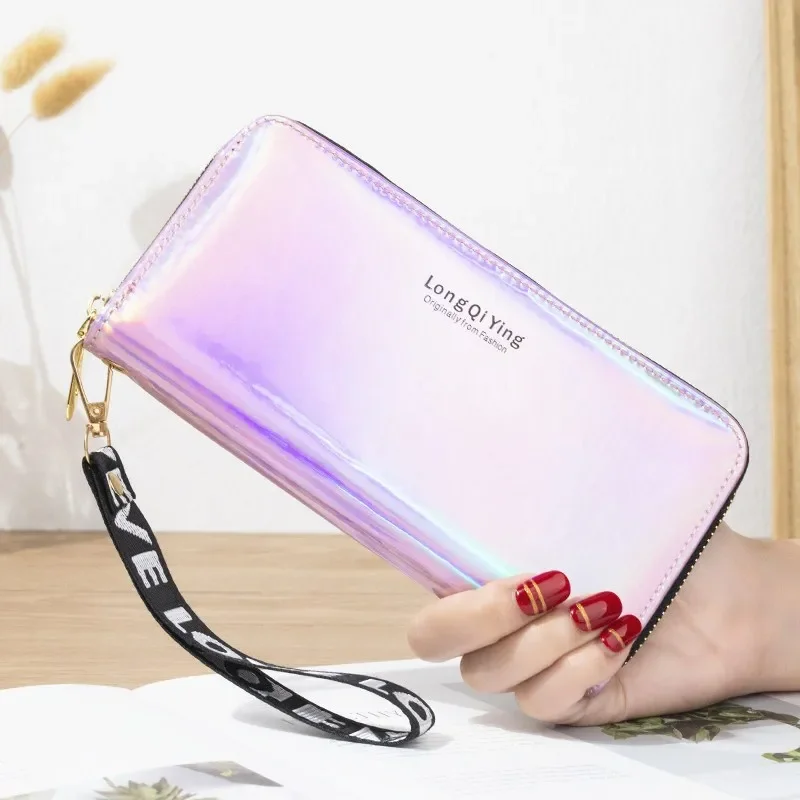 

New Laser Holographic Wallet Women Long Pu leather Purse Fashion Female Clutch Large Capacity Zipper Purses Phone Purse Carteras