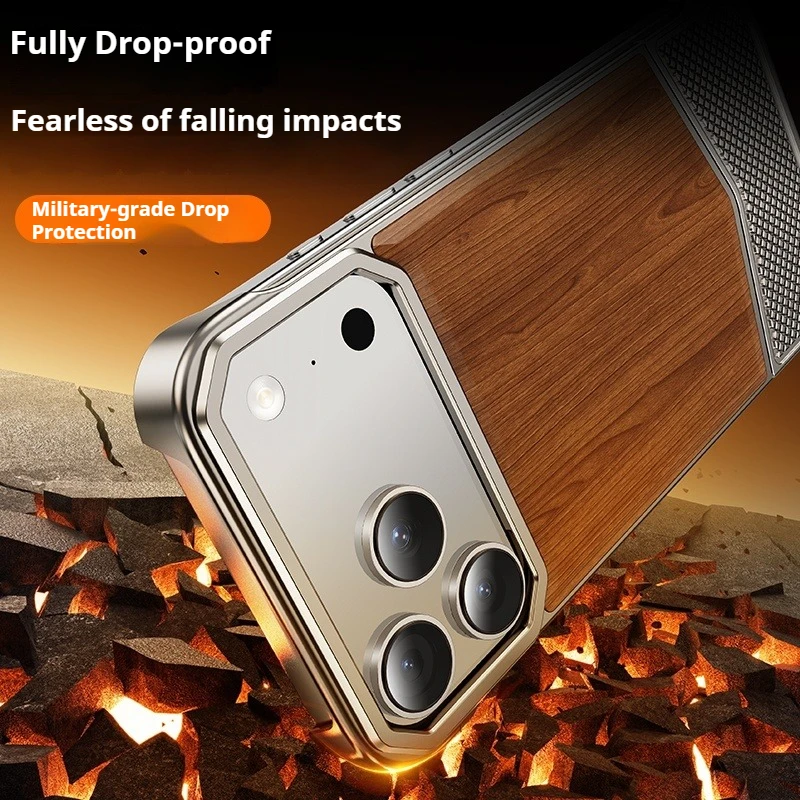 Eary Solid Wooden Phone Case for iPhone 17 Pro Max With Magsafe Magnetic Frameless Bumper Shockproof Drop Protection Cover Shell