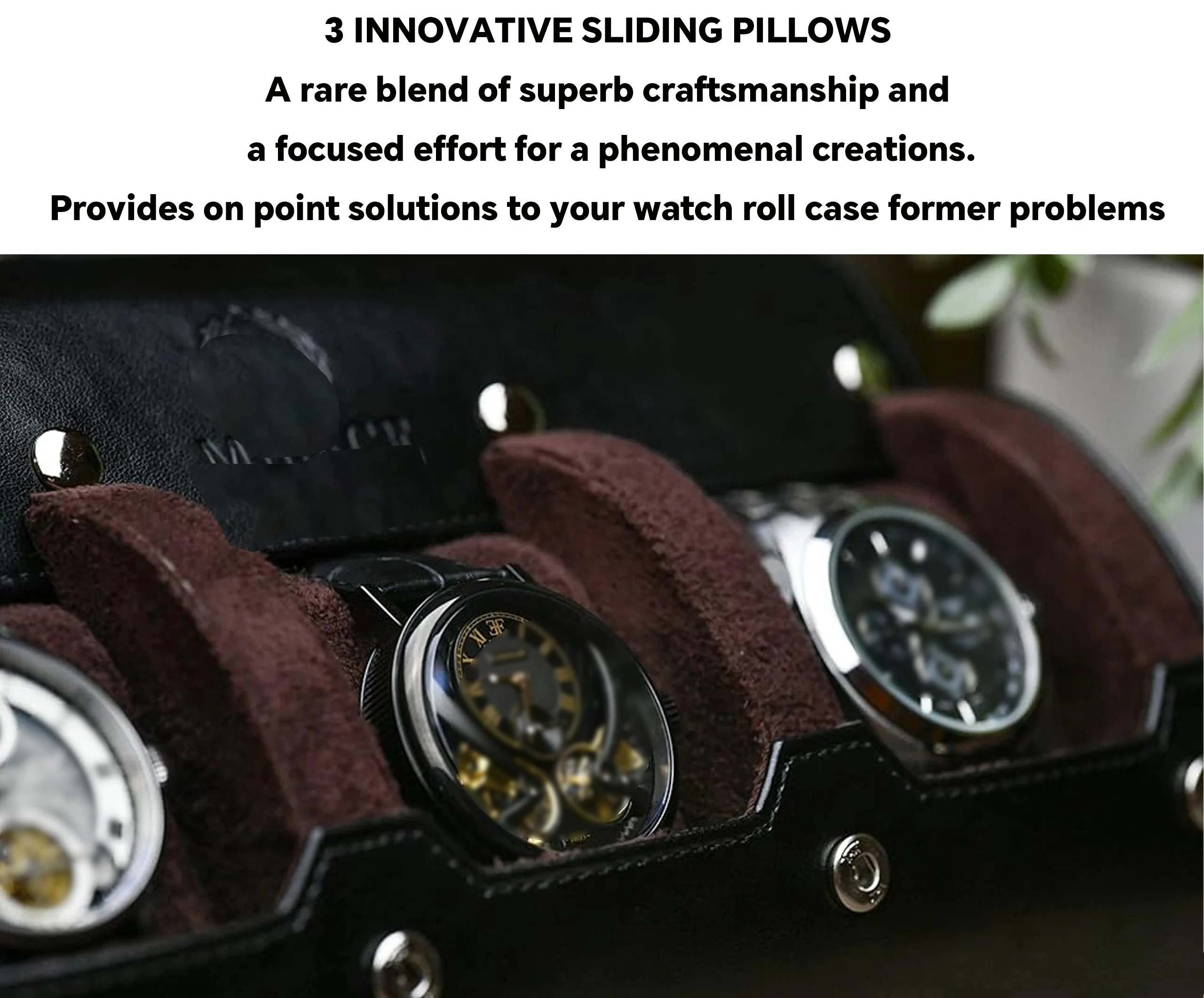 Watch Roll Case Organizer ⌚ – PU Leather Travel Case for Men & Women, 3-Slot Displa... - SKU WRCO1843 - UGI Packaging