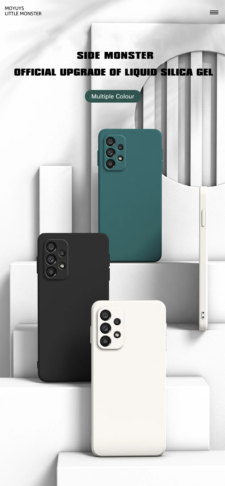 Quadratische Flüssigsilikonhülle für Samsung Galaxy A52 A52s A12 A22 A32 A42 A72 A13 A23 A33 A53 A73 4G 5G Handyhülle Coque Fundas – Detail 1
