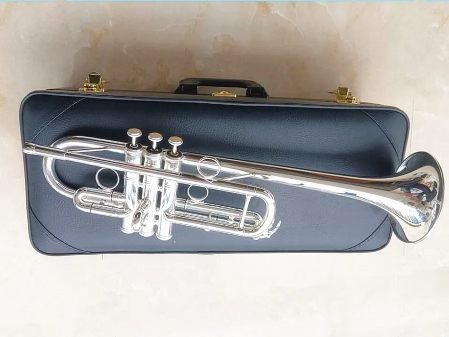 Silver Plated trumpet Drop C tone professional performance level Musical With case