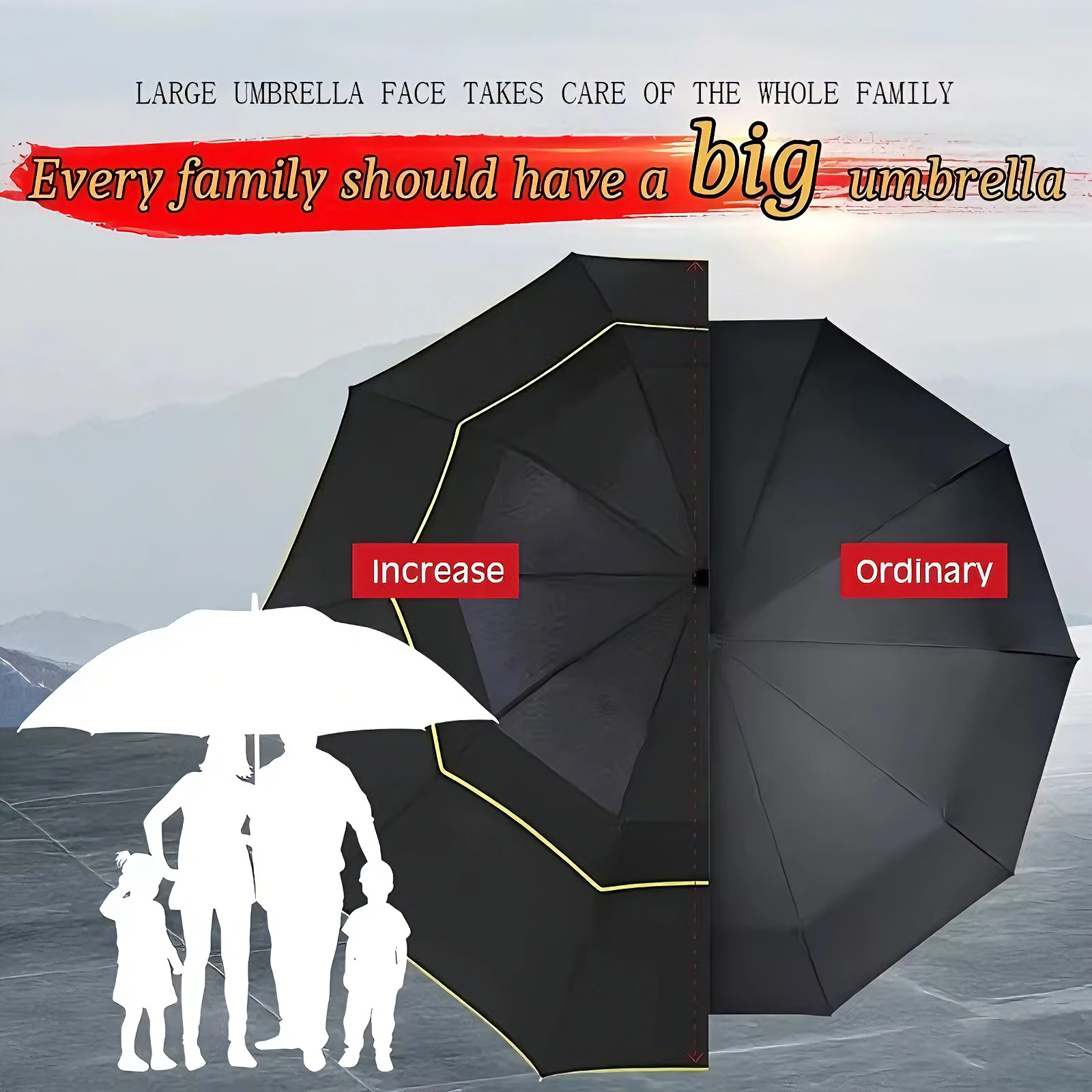 Sturdy Wind Resistant Large Folding Umbrella - Ideal