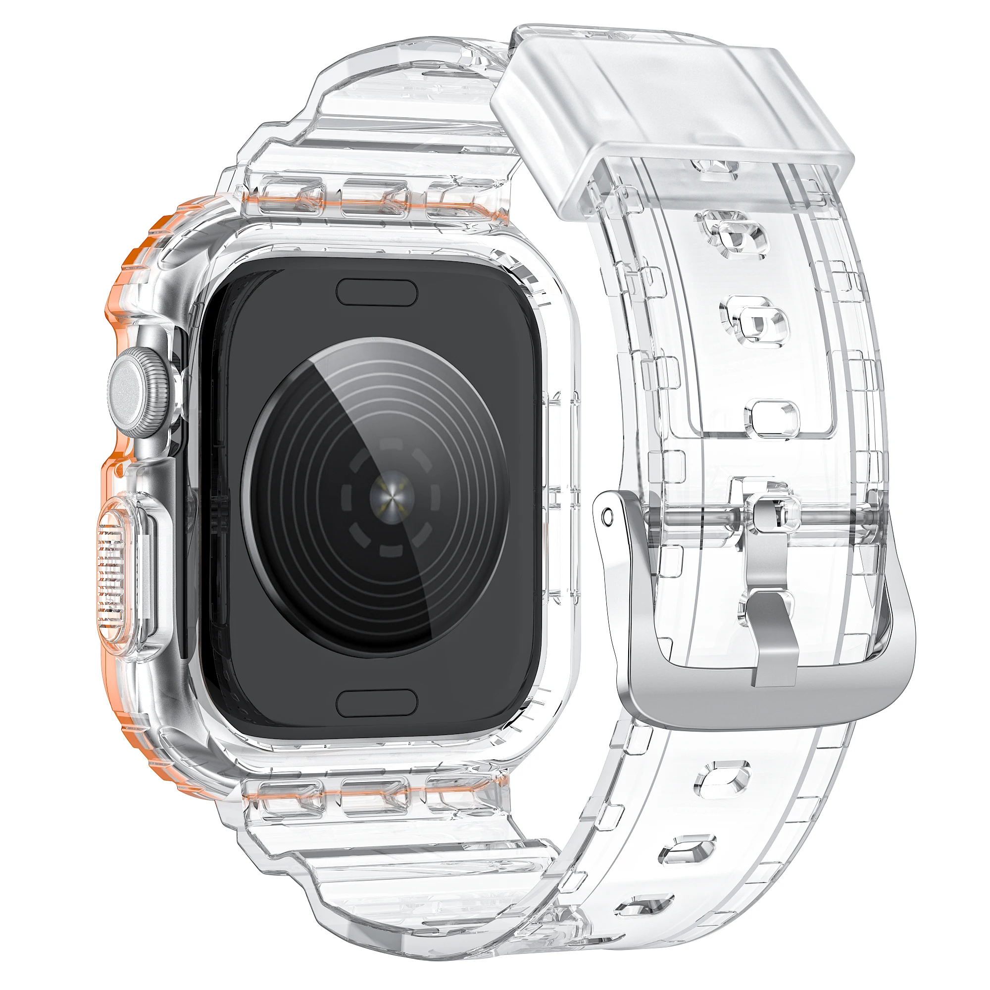 Transparent Silicone Band and Case for Smartwatch - Sport Strap, Ashion Design