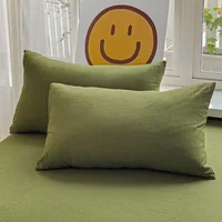 Washed Cotton 2pcs Solid color Pillowcases Home Bedding Decorative Pillow Cover Wedding Super Soft Pillow Case 1