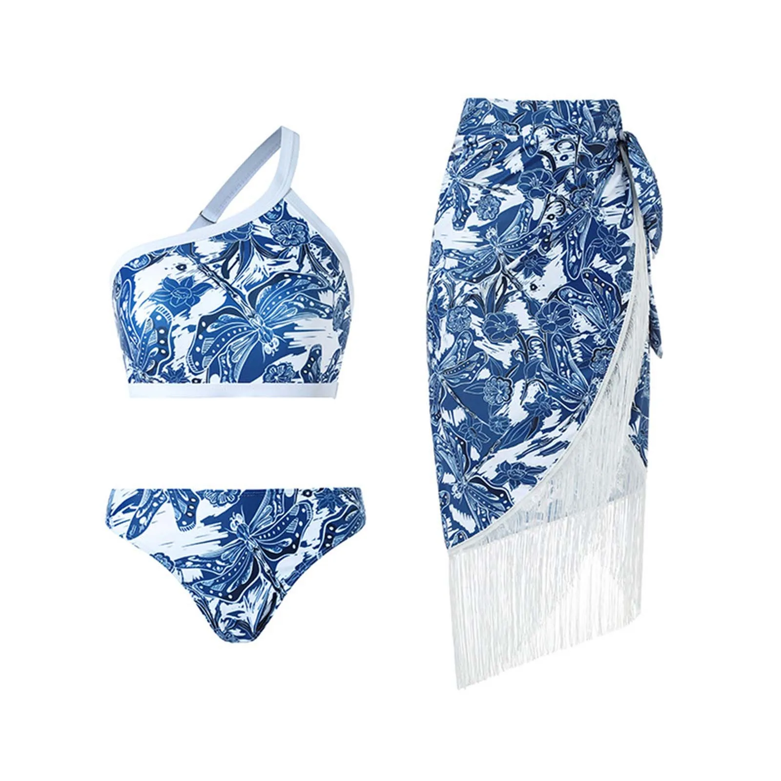 

One Shoulder Fashion Print Bikini One Piece Slim Swimsuit Suit Sexy Backless Swimsuit Women Luxury Beachwear Push Ups