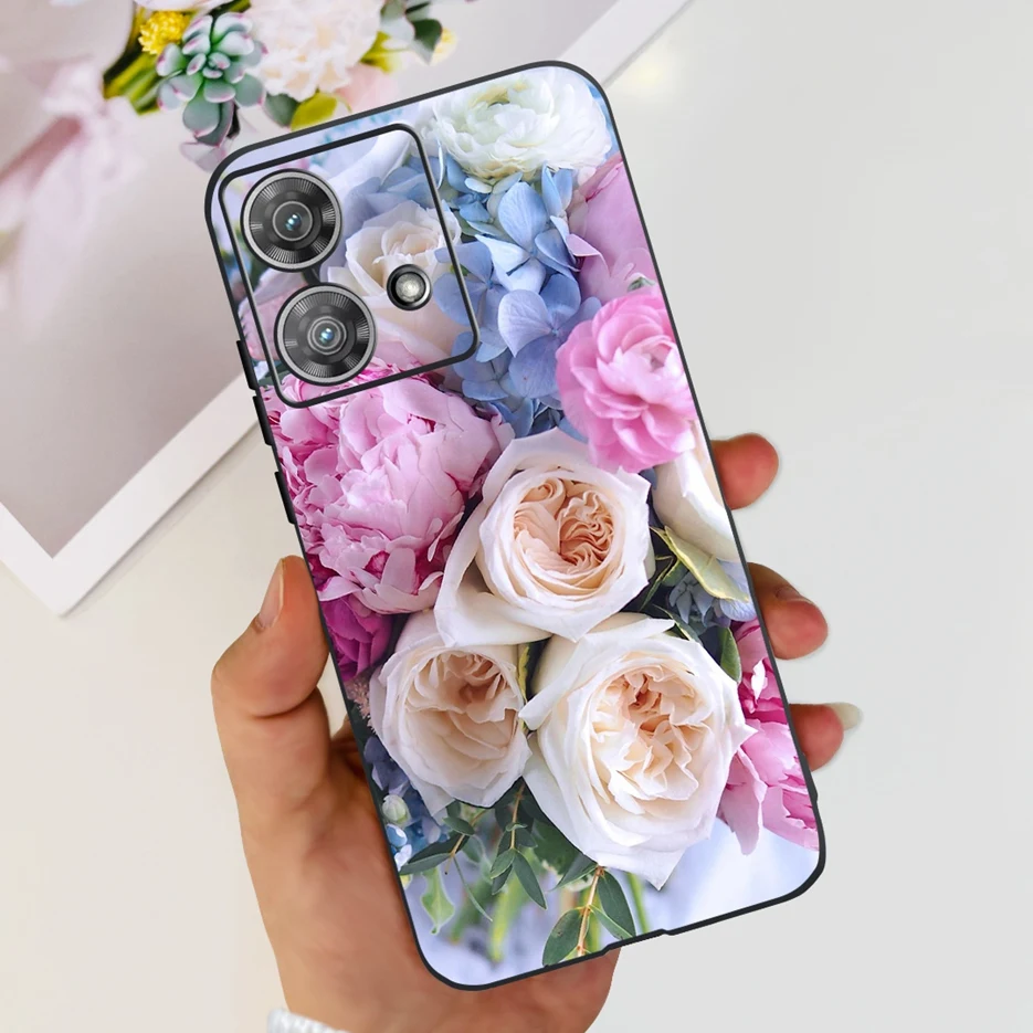 Cute Cat & Butterfly Soft Silicone Phone Case for Motorola Edge 40 Neo - Stylish Protective Back Cover