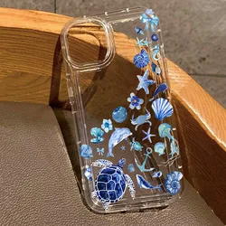 Summer Marine Animals Soft TPU Clear Case - Sea Elements Design - Redmi Note 12Pro 4G (T9818)
