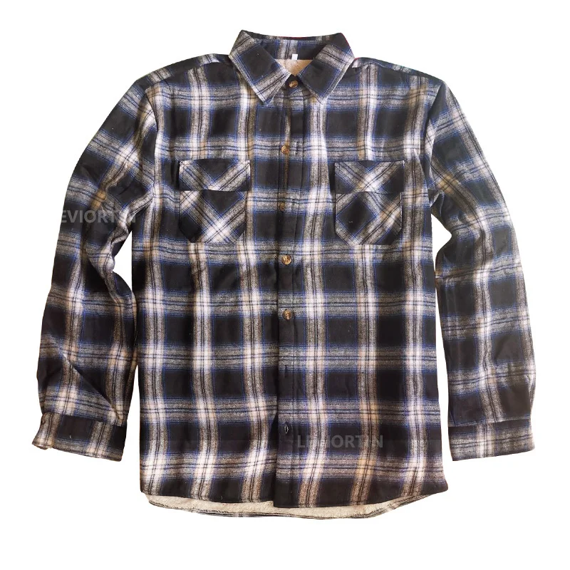 

Big and Tall Mens Winter Sherpa Lined Thick Plaid Shirts For Men Long Sleeve Shirt Fleece Jacket camisas de hombre