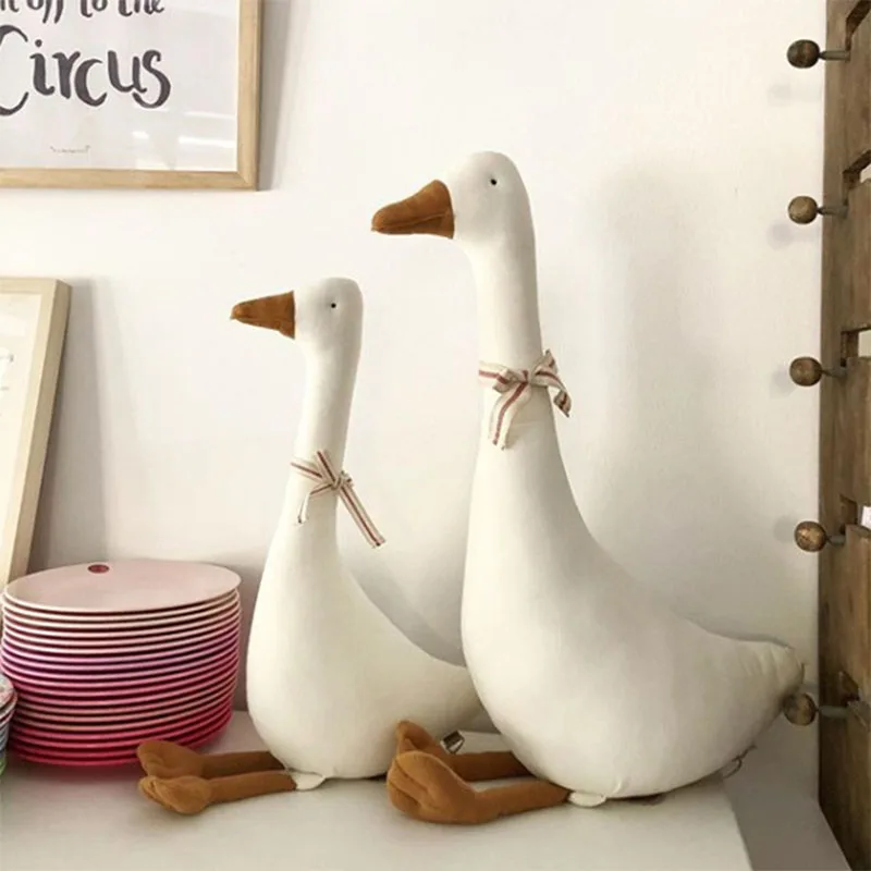 INS Stuffed White Goose Toy For Baby Kid Animal Baby Accompanying Doll Comfort Toys Children Gift Room Decoration Soft Pillow 2