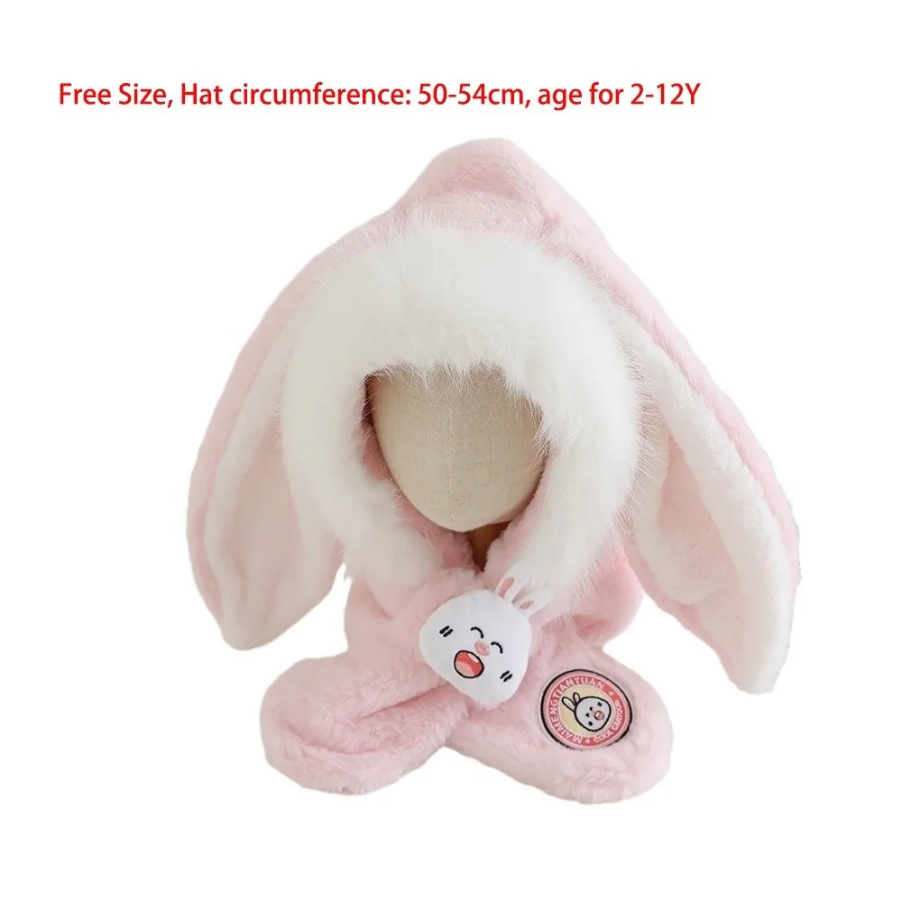 New Integrated Hat Scarf Set Windproof Coldproof Pullover Cap Warm Long Rabbit Ears Ear Protection Hat Outdoor Sports
