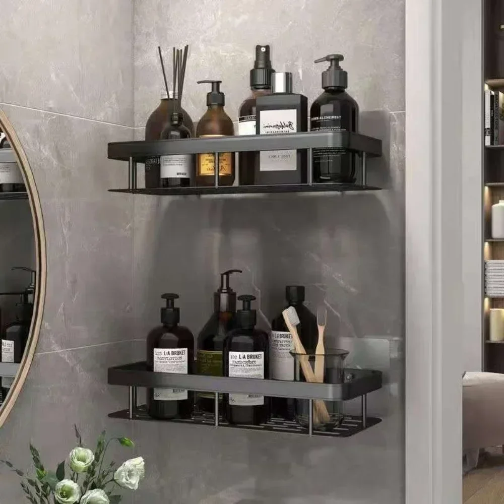 HOT 2025 New Bathroom Shelf Makeup Storage Organizer Shampoo Rack Shower Shelf Bathroom Accessories No Drill Wall Shelf 2