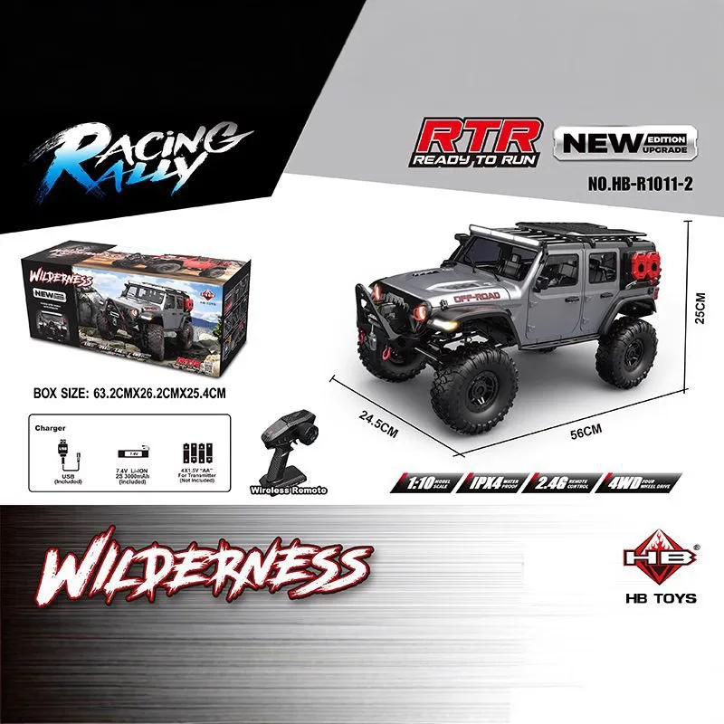 HB R1011 New Upgraded Wrangler 1/10 4WD RTR RC Electric with capstan Differential Lock Climbing Off-Road Vehicle Model Adult toy 3