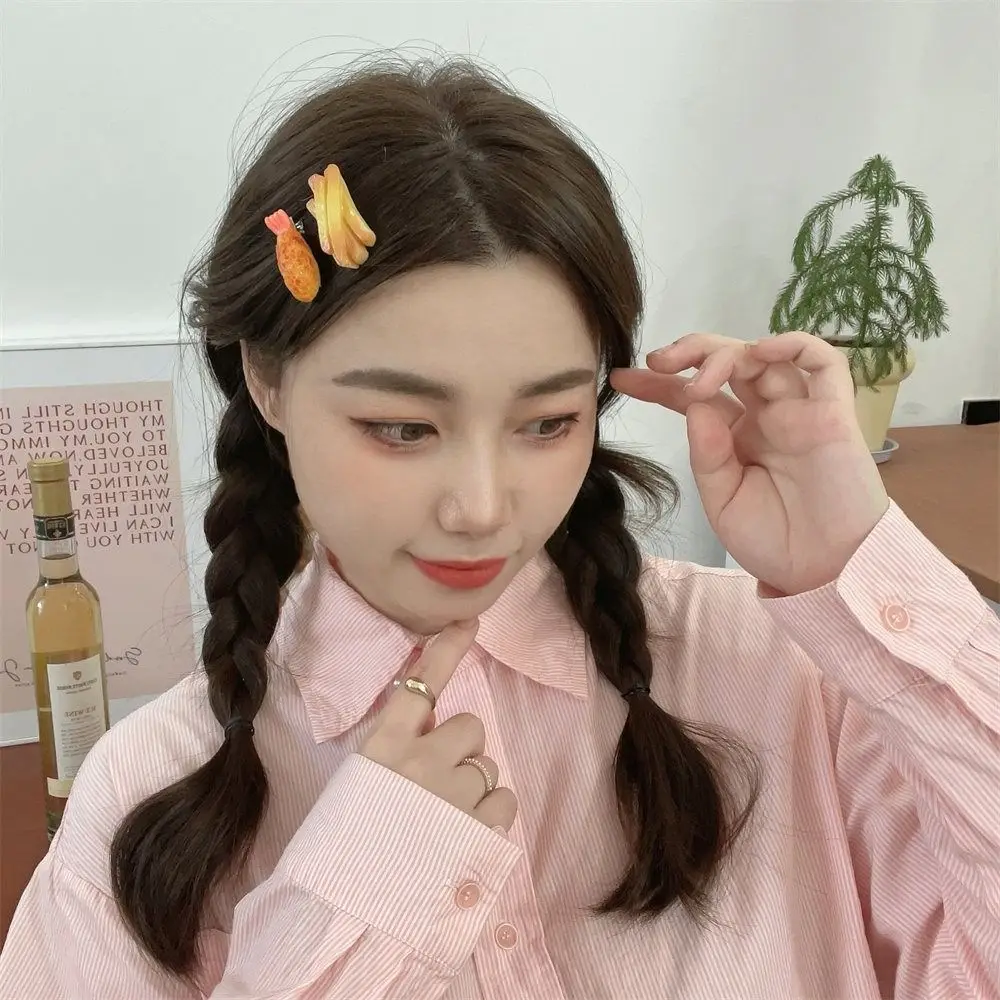 Kawaii Fried Chicken Simulated Food Hair Clip Geometry French Fries Fake Food Hairpin Headwear Duckbill Clip Daily