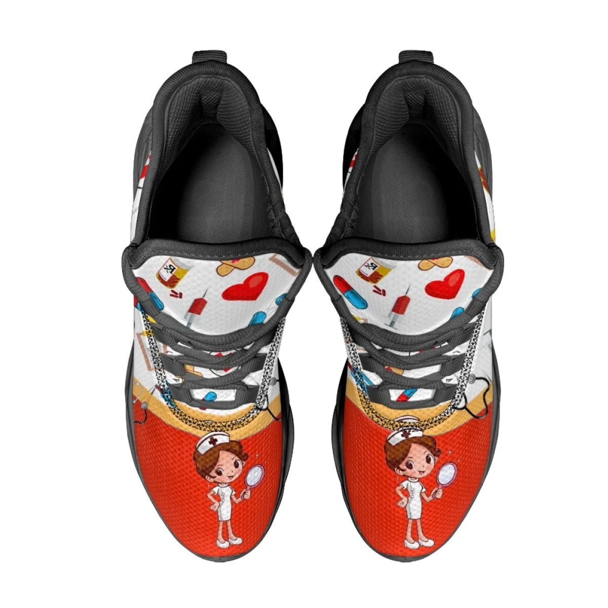 Kawaii Cartoon Nurse Hospital Pattern Autumn Winter Sport Shoes Outdoor Travel Breathable Woman Soft Sneakers Print On Demand 5