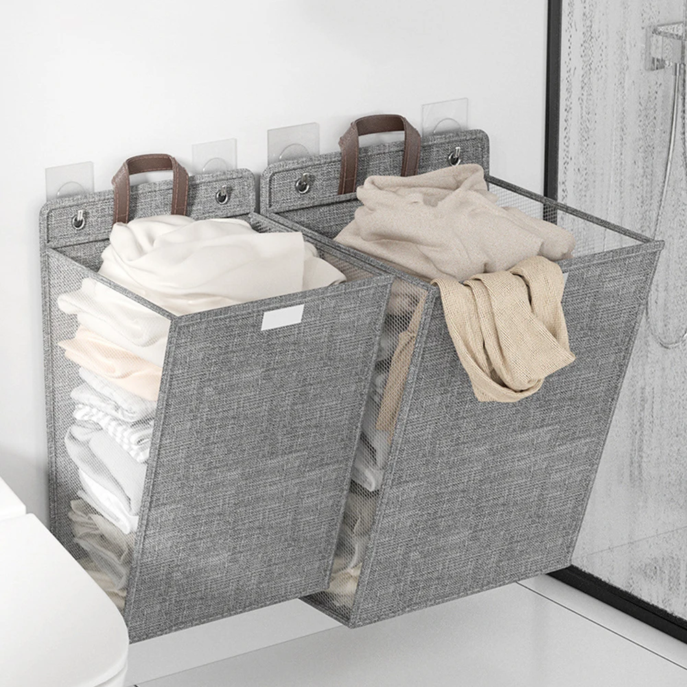 Hanging Laundry Basket Space-Saving Clothes Dolls Storage Bag Folding Foldable Storage Bag Closet Organizer for Bathroom Bedroom