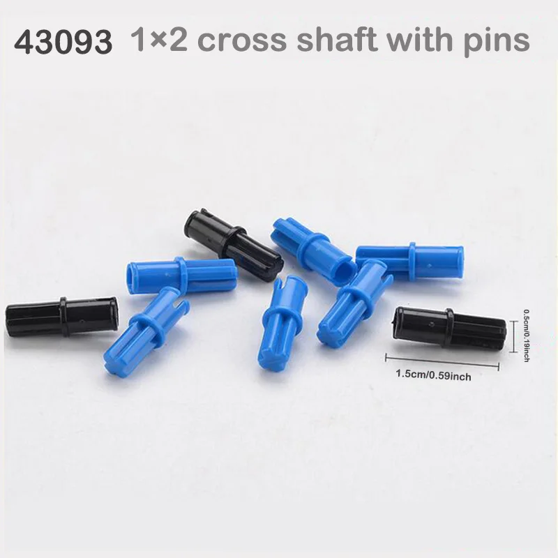 20PCS/50PCS/100PCS 1&times;2 Connector Pin Peg Technical Brick Bulk Parts With Cross Axle Building Block 43093 Toy Replace Accessories