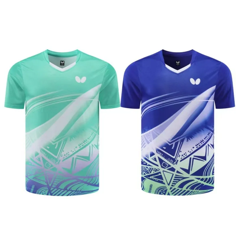 table tennis clothes for men and women quick drying breathable light tennis T-shirt team printed pattern and